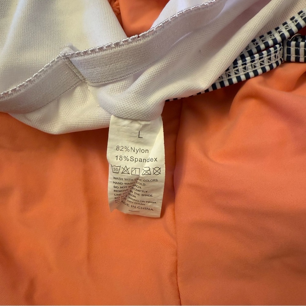 Coral and Striped Women's Swim Set - Picture 4 of 4
